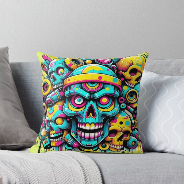 Item preview, Vibrant Graffiti Skulls Collective Urban Art Fusion designed and sold by WickedAI.