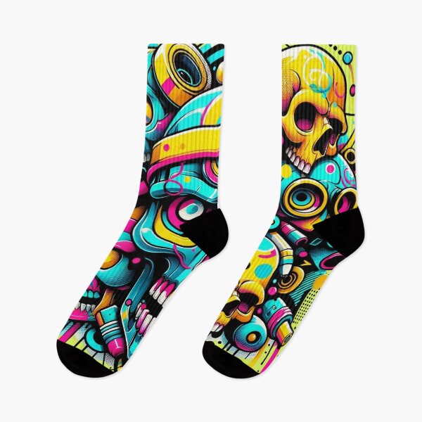 Item preview, Vibrant Graffiti Skulls Collective Urban Art Fusion designed and sold by WickedAI.