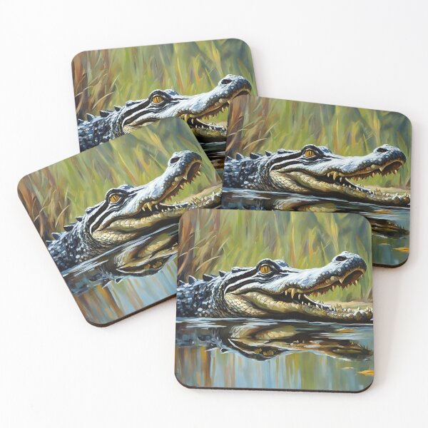 Item preview, American Alligator Art. American Wildlife Oil Painting designed and sold by kakarikihill.