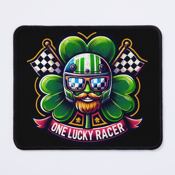 Item preview, One Lucky Racer Irish Shamrock Lucky Beard Racing Checkered Flag Clover St Patrick's Day St Paddy's Day Leprechaun Luck Car Racing designed and sold by CarantinedChaos.