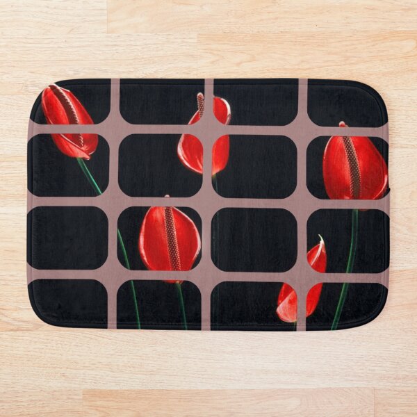 Item preview, Flores de flamenco rojo en una ventana, foto con fondo negro y color malva. designed and sold by evadesignbubble.