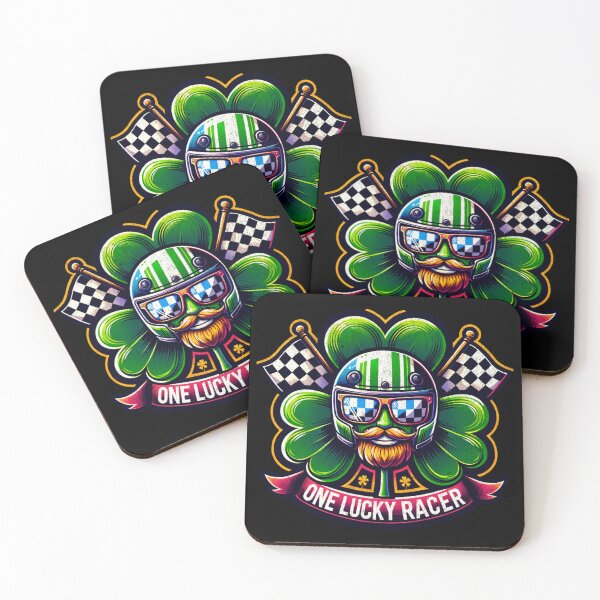 Item preview, One Lucky Racer Irish Shamrock Lucky Beard Racing Checkered Flag Clover St Patrick's Day St Paddy's Day Leprechaun Luck Car Racing designed and sold by CarantinedChaos.