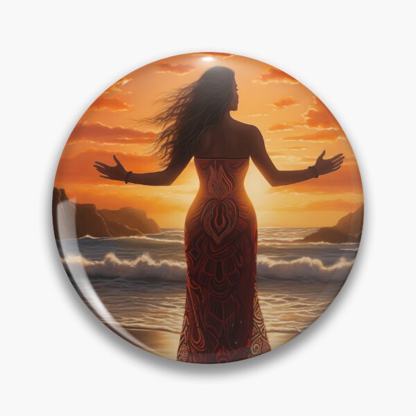 Item preview, Beautiful Māori wahine on beach with Māori designs in the sky. designed and sold by ArtbyJanineTate.