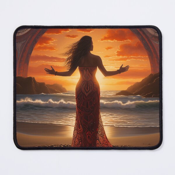 Item preview, Beautiful Māori wahine on beach with Māori designs in the sky. designed and sold by ArtbyJanineTate.