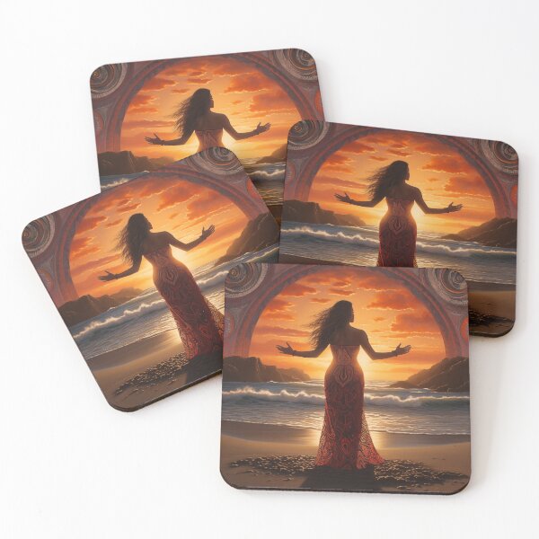 Item preview, Beautiful Māori wahine on beach with Māori designs in the sky. designed and sold by ArtbyJanineTate.