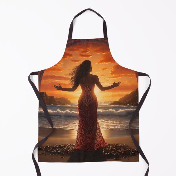 Item preview, Beautiful Māori wahine on beach with Māori designs in the sky. designed and sold by ArtbyJanineTate.