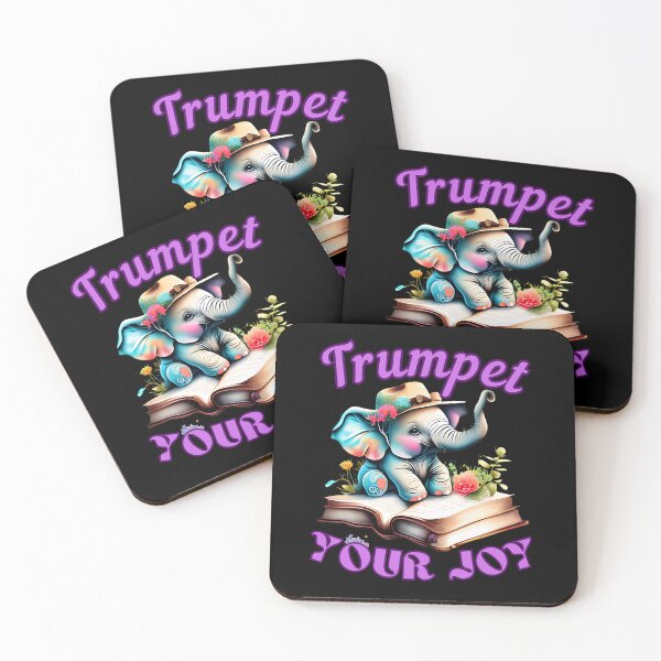 Item preview, Trumpet Your Joy elephant quote designed and sold by ElephantVibes.
