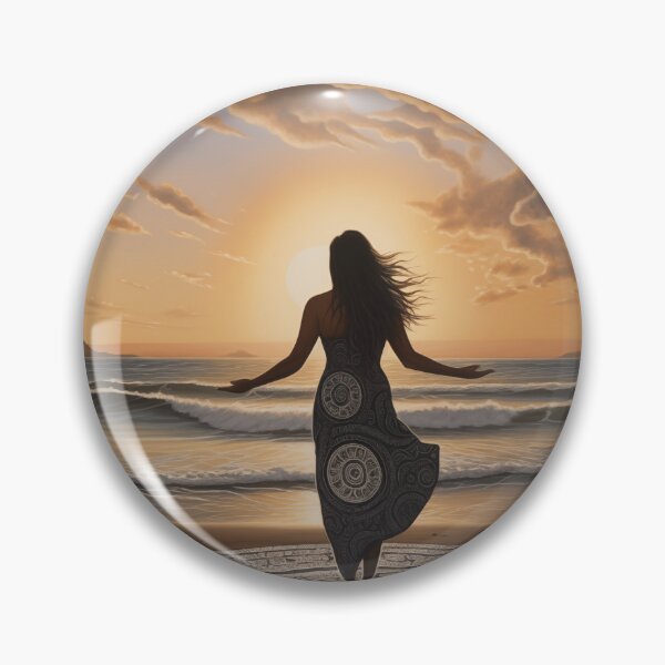 Item preview, Māori wahine on beach at sunrise with mandala. designed and sold by ArtbyJanineTate.