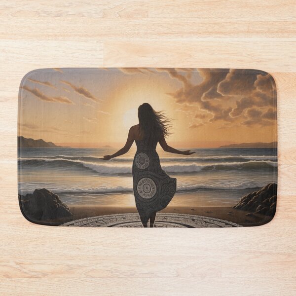 Item preview, Māori wahine on beach at sunrise with mandala. designed and sold by ArtbyJanineTate.