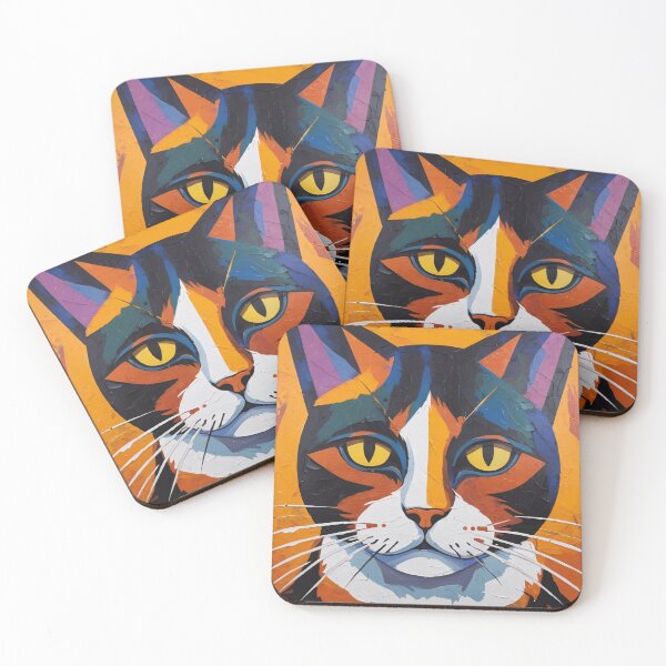 Item preview, Geometric Cat Painting #28 designed and sold by DystopiaDigital.