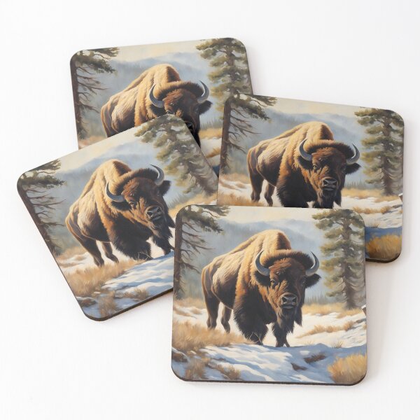 Item preview, American Bison Art. American Wildlife Oil Painting designed and sold by kakarikihill.