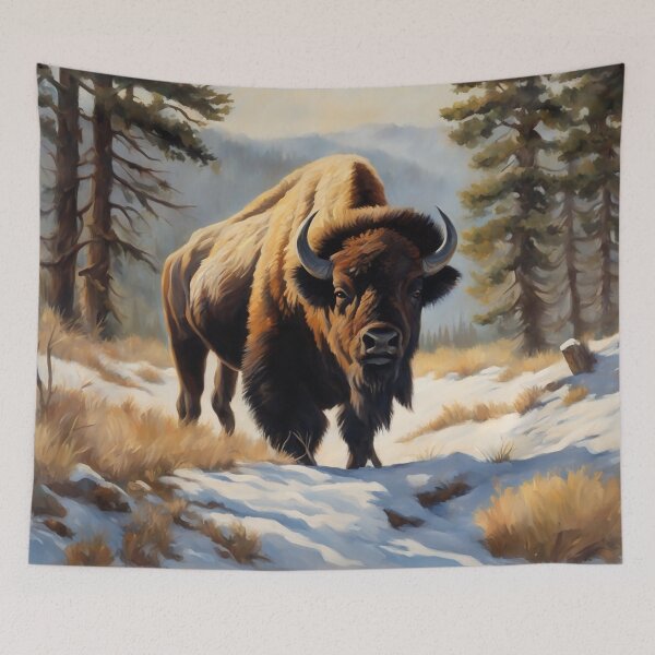 Item preview, American Bison Art. American Wildlife Oil Painting designed and sold by kakarikihill.