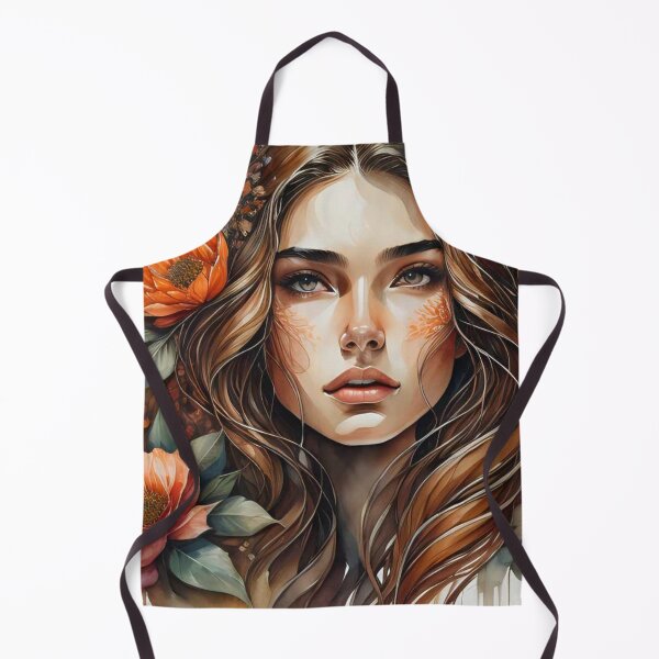 Item preview, Flower maiden with long hair and fall foliage designed and sold by JustInspireMe.