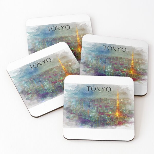 Item preview, ” Night Scape Tokyo  :watercolor painting " designed and sold by Wabi-SabiStudio.