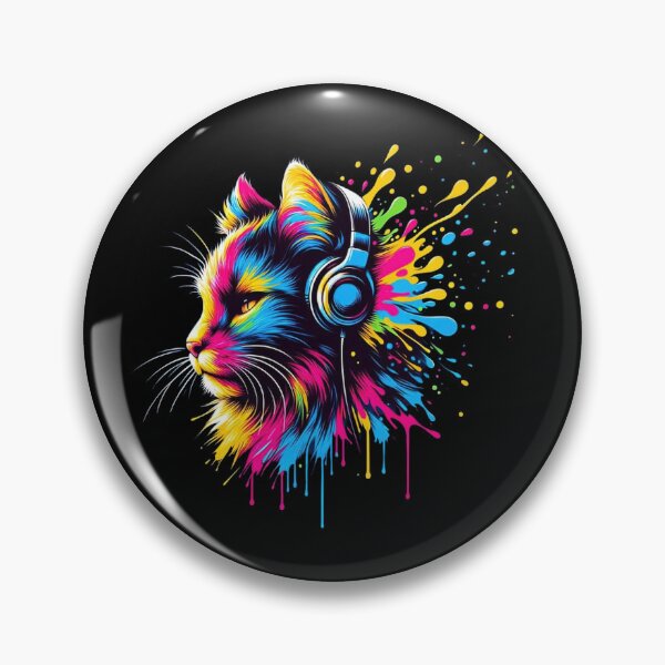 Item preview, Vibrant Rhythms: Neon Feline with Headphones designed and sold by nncreator.