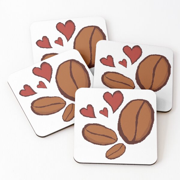 Item preview, red heart love coffee bean pixel art designed and sold by pepechanpixel.