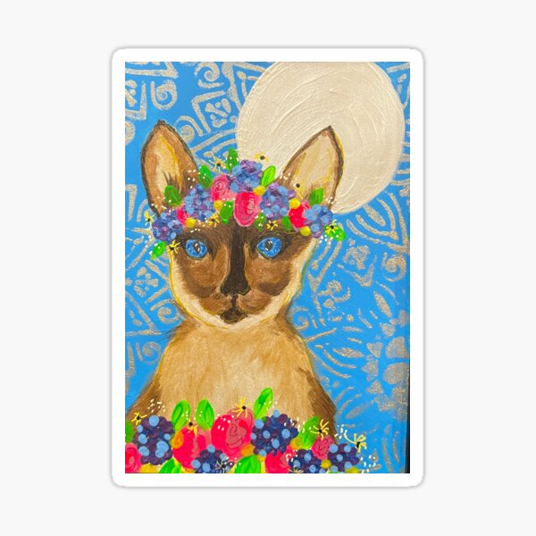 Item preview, Siamese Cat with Flower Crown designed and sold by Ann Marie Olsen.