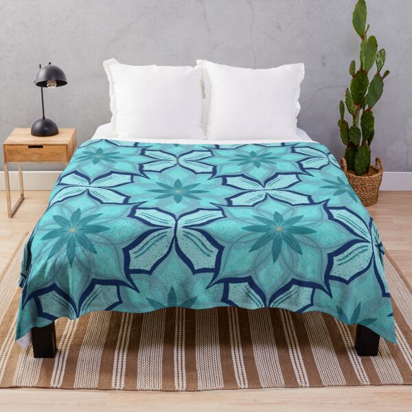 Item preview, Aqua and Navy Flower Drawing designed and sold by KathyLav.