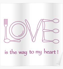 Inscription LOVE from cutlery. Poster