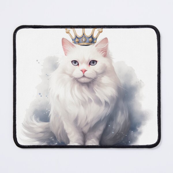 Item preview, Fluffy White Cat with a Crown on its Head designed and sold by 51sho.