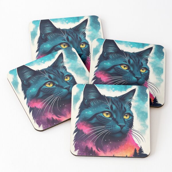 Item preview, Cosmic Cat: Retro Double Exposure Poster with 80's Vibes designed and sold by AdesignTEE.