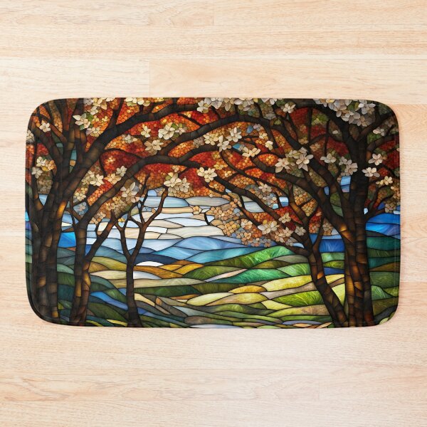 Item preview, Stained Glass Springtime Mountain Path designed and sold by ChanceTwoArt.