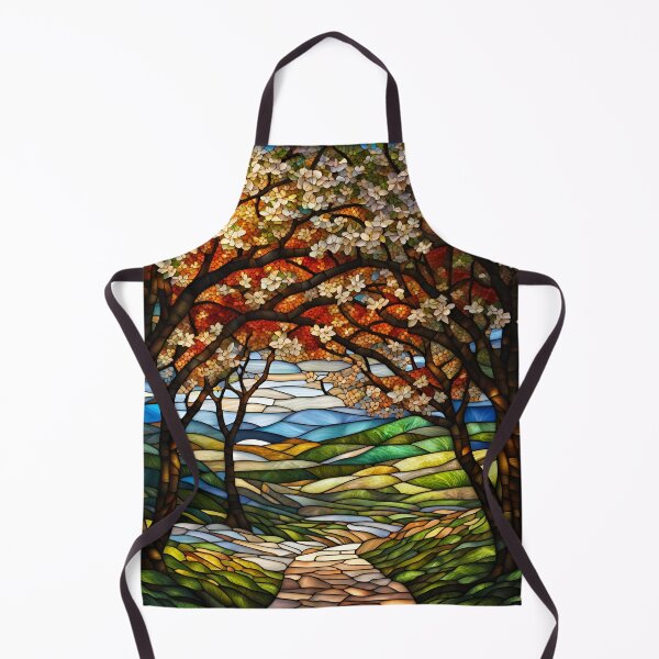 Item preview, Stained Glass Springtime Mountain Path designed and sold by ChanceTwoArt.