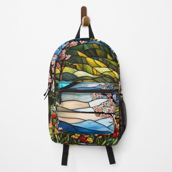 Item preview, Stained Glass Springtime Mountain Path designed and sold by ChanceTwoArt.