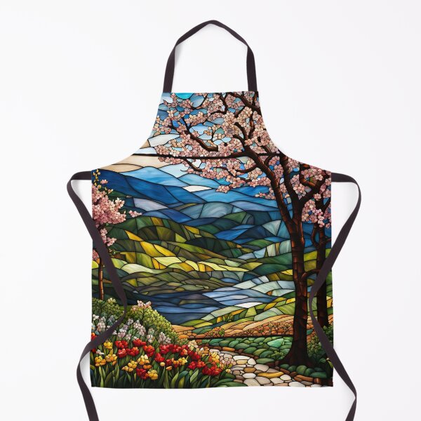 Item preview, Stained Glass Springtime Mountain Path designed and sold by ChanceTwoArt.