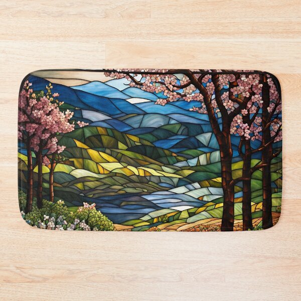 Item preview, Stained Glass Springtime Mountain Path designed and sold by ChanceTwoArt.