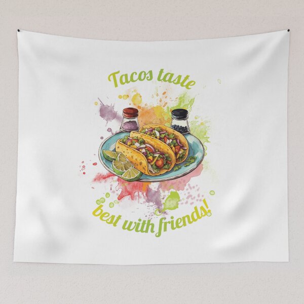 Item preview, Colorful tacos lying on a plate designed and sold by HarridanCreates.