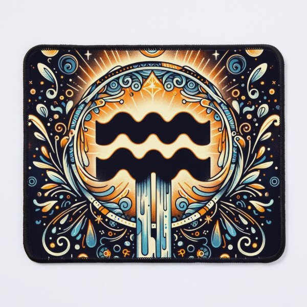 Item preview, Aquarius Zodiac sign color tattoo designed and sold by ZodiBlend.