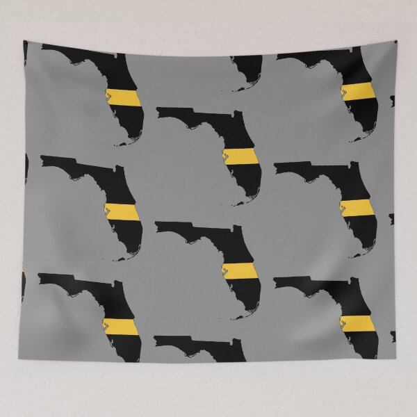 Item preview, Florida state outline 911 Dispatcher Emergency Telecommunications Thin Gold Line flag designed and sold by GulfCoastDesign.
