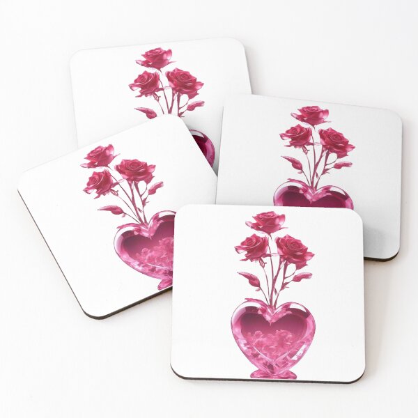 Item preview, Red Roses in a Heart-Shaped Vase?❤️ designed and sold by TroviTutto.