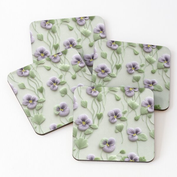 Item preview, Embroidered Violet Flowers designed and sold by SimoneBalman.