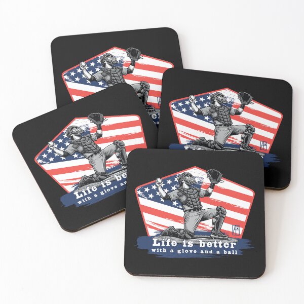 Item preview, USA - American BASEBALL - Life is better with a glove and a ball - color designed and sold by ArtProjectShop.
