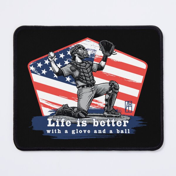 Item preview, USA - American BASEBALL - Life is better with a glove and a ball - color designed and sold by ArtProjectShop.