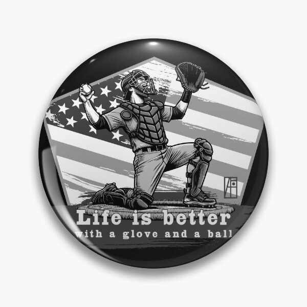 Item preview, USA - American BASEBALL - Life is better with a glove and a ball - bw designed and sold by ArtProjectShop.