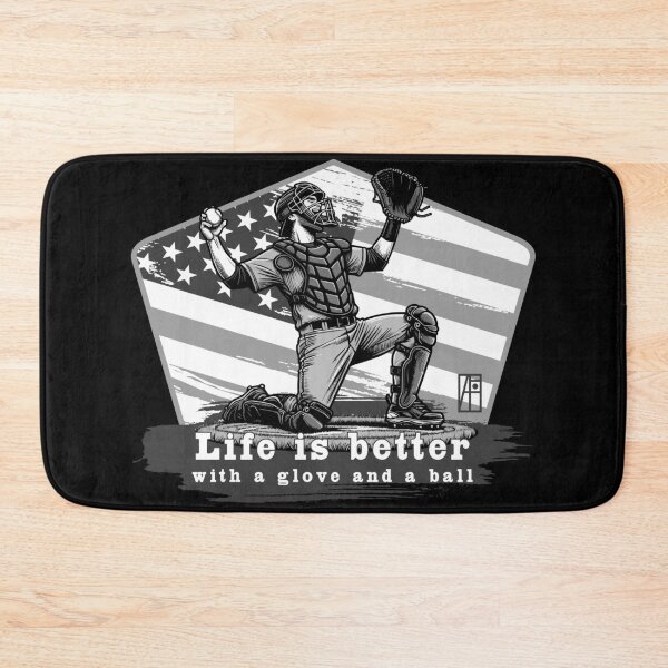 Item preview, USA - American BASEBALL - Life is better with a glove and a ball - bw designed and sold by ArtProjectShop.