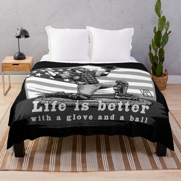 Item preview, USA - American BASEBALL - Life is better with a glove and a ball - bw designed and sold by ArtProjectShop.