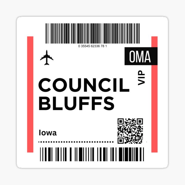 Item preview, Council Bluffs, Iowa Airplane Boarding Pass designed and sold by RoamInk.