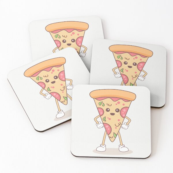 Item preview, Cute smiling Kawaii cute Pizza Slice. Retro cartoon funny fast food character designed and sold by Axel Christian.