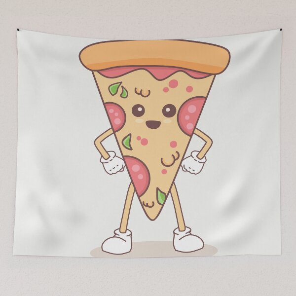Item preview, Cute smiling Kawaii cute Pizza Slice. Retro cartoon funny fast food character designed and sold by Axel Christian.