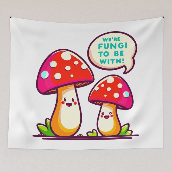 Item preview, Cheerful Mushroom Companions - Brighten Your Space with Fungi Friends designed and sold by FebricFusion.
