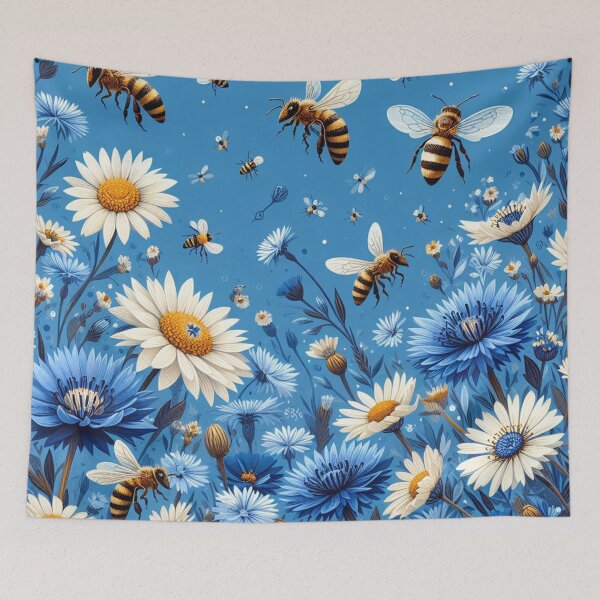 Item preview, floral bees and flowers, including daisies and cornflowers designed and sold by justbejoker.