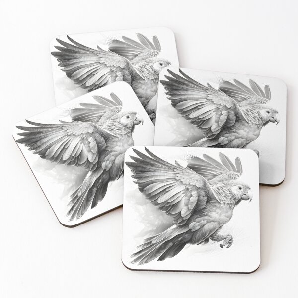 Item preview, Black and white Parrot pencil drawing designed and sold by Pencil-Art.