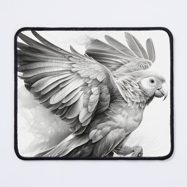 Item preview, Black and white Parrot pencil drawing designed and sold by Pencil-Art.