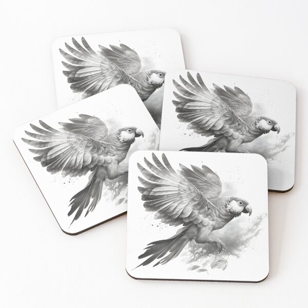 Item preview, Black and white Parrot pencil drawing designed and sold by Pencil-Art.