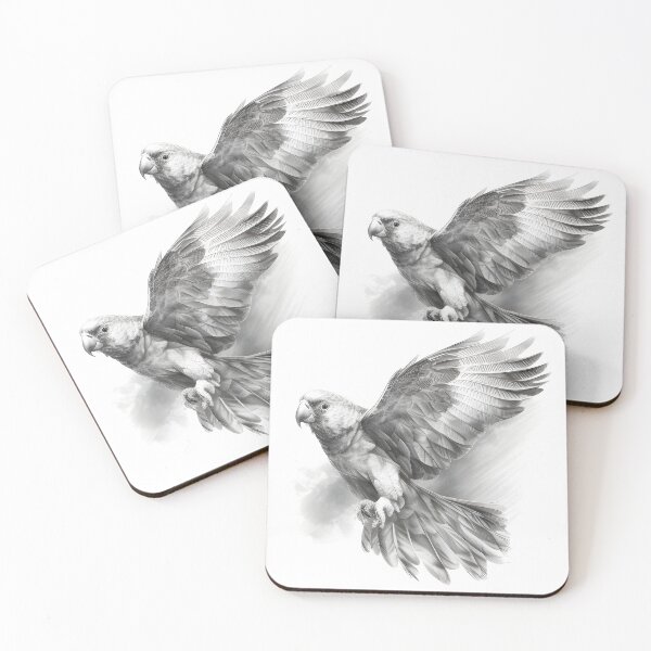 Item preview, Black and white Parrot pencil drawing designed and sold by Pencil-Art.