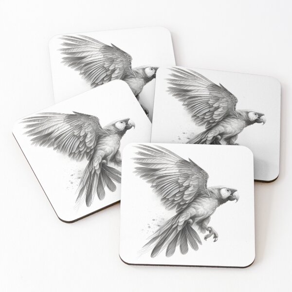 Item preview, Black and white Parrot pencil drawing designed and sold by Pencil-Art.